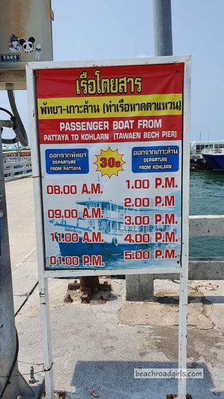Tawaen Beach Ferry Timetable